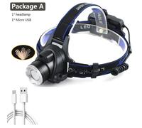 Lumière Bleue - Lampe Frontale De Camping, Rechargeable Par Usb, Lumière Blanche Et Jaune, Xhp100