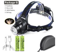 Lumière Bleue - Lampe Frontale De Camping, Rechargeable Par Usb, Lumière Blanche Et Jaune, Xhp100