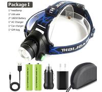 Lumière Bleue - Lampe Frontale Led En Aluminium, Puissante, Rechargeable Par Usb, Zoomable, Idéale Pour Le Camping, 4 Couleurs, 1000000lm