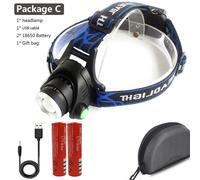 Lumière Bleue - Lampe Frontale Led En Aluminium, Puissante, Rechargeable Par Usb, Zoomable, Idéale Pour Le Camping, 4 Couleurs, 1000000lm