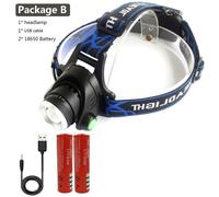 Lumière Bleue - Lampe Frontale Led En Aluminium, Puissante, Rechargeable Par Usb, Zoomable, Idéale Pour Le Camping, 4 Couleurs, 1000000lm