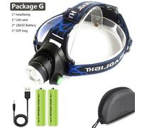 Lumière Bleue - Lampe Frontale Led En Aluminium, Puissante, Rechargeable Par Usb, Zoomable, Idéale Pour Le Camping, 4 Couleurs, 1000000lm