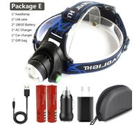 Lumière Bleue - Lampe Frontale Led Xhp100 En Aluminium, Puissante, Rechargeable Par Usb, Zoomable, Idéale Pour Le Camping, 4 Couleurs, 8000 Lm