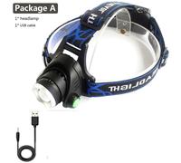 Lumière Bleue - Lampe Frontale Led Xhp100 En Aluminium, Puissante, Rechargeable Par Usb, Zoomable, Idéale Pour Le Camping, 4 Couleurs, 8000 Lm