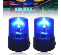 Lumière bleue LED: 2 lampes de fête au design lumière bleue, gyrophare avec réflecteur rotatif, flash DJ à 360°, fonctionnement sur piles, éclairage de fête DJ, décoration pour club