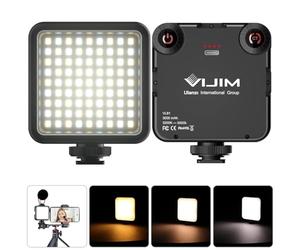 Lumière Caméra, LED Lampe avec 3 Cold Shoe, Eclairage Video Rechargeable 3000mAh, Lumiere Photo Professionnelle CRI95+Dimmable 3200K-5600K pour Tournage Vlog VL81 LED USB