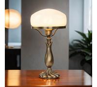 Lumière Champignon Style Jugendstil en Laiton Bronze Verre Lampe Table E27