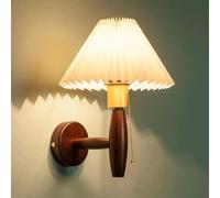 Lumière chêne au Chevet avec Une Jupe plissée en Acrylique Interrupteur tir de Laiton Applique E27 Éclairage Lampe Murale Industrielle rétro pour Le Couloir Salon BedHead Bedroom