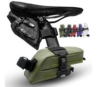 Lumiere & Co. Sacoche de Selle Vélo Magnétique à Détachement Rapide - 7″ × 3″ × 3″ | Double Compartiment, Design Brique Profil Bas | Système de Boucle Magnétique Fidlock Black V | Mach X (Vert)
