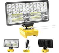 Lumière Compatible Avec Les Batteries Dewalt 18V/20V,Lampe De Travail Led Sans Fil 38W 6000Lm Rechargeable Lampe De Poche Avec Protection Basse Tension Et Usb,Projecteur Alimenté Par Batterie Led