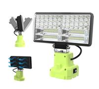 Lumière Compatible avec Ryobi 18V,Lampe de Travail Led Sans Fil 38W 6000Lm Lampe de Poche Rechargeable,Protection Basse Tension Et Usb,Alimenté Par Batterie Projecteurs Pour Le Camping En Magasin