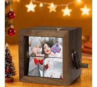 Lumière d'affichage mécanique décorative personnalisée, boîte à souvenirs romantique personnalisée à manivelle photo, boîte à lumière unique faite à la main pour photo d'amour