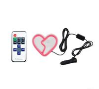 Lumière d'ambiance néon pour fenêtre de voiture avec motif cœur brisé, lampe LED télécommandée pour personnaliser l'éclairage intérieur et améliorer la présence du véhicule sur la route (rose)