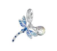 Lumière Dans L'Obscurité Firefly Charms 925 En Argent Sterling Dragonfly Crystal Flower Beads Fit Bracelet Bricolage Pendentif Collier