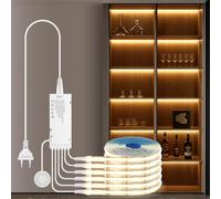 Lumière d'armoire Bandeau LED COB 6-en-1 Dimmable Contrôle Tactile | pour Vitrine, Dressing, Cuisine, Cellier, Présentoir et Éclairage d'Étagère (lumière chaude, 1M)