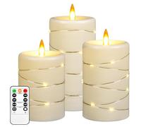Lumière de bougie LED, 3 bougies à flamme dynamique, une bougie à piles, simulation plus réaliste de l’effet des flammes, avec télécommande de minuterie.