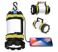 Lumière de camping rechargeable 1200 lumens LED Lampe de poche, banque de grande capacité et 6 modes étanche en plein air LED Lanterne Multi-Fonctionnelle Lampe Spotlight Highlight Torch