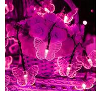 Lumière de chaîne de papillon, 3.2m 20led batterie alimenté papillon LED fée lumière pour la maison intérieur extérieur jardin mariage fête vacances décoration (Couleur rose)