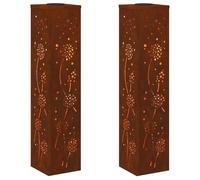 Lumière de chemin LED solaire - vidaXL - Acier Corten - 18x18x80 cm - Blanc chaud - Éclairage extérieur - Autoportant