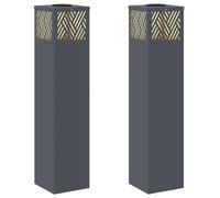 Lumière de chemin LED solaire - vidaXL - Anthracite - 18x18x80 cm - Blanc chaud - Autoportant