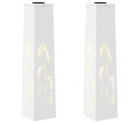 Lumière de chemin LED solaire - vidaXL - Blanc chaud - Acier laminé à froid - 18x18x80 cm - Solaire - Autoportant