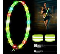 Lumière de course à pied avec ceinture réfléchissante, lampe de course LED pour homme et femme, rechargeable par USB, lampe de course réglable, lumière de sécurité pour le jogging, la course, le vélo,