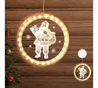 Lumière de Fenêtre Décorative de Noël,3D Suspendues Blanc Chaud,Décoration Lumineuse de Noël LED a Pile,Decoration Lumineuse Noel Noel,Decoration Fenetre Noel Lumineux Interieur (Père Noël)