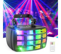 Lumière de Fête avec Télécommande, 2 en 1 Lumière Disco Activée par le son Stroboscope, RGBW DMX 512 Lumière Derby DJ Éclairage de scène Lumière de Scène pour Club Bar Noël Halloween Fête