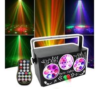 Lumière de fête disco, rouge et vert, 12 modes changeants, télécommande, portée de 5 mètres, ambiance rotative colorée, for les pistes de danse des clubs