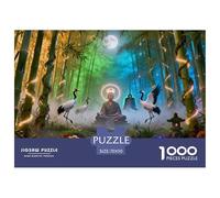Lumière de la forêt de Bambou sacrée avec des grues Dansant Puzzle en Bois Imperméable DIY Puzzles De 1000 Pièces pour Adultes Amusant Jeux Éducatifs