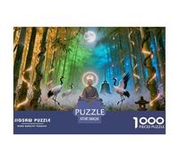 Lumière de la forêt de Bambou sacrée avec des grues Dansant Puzzle en Bois Imperméable Puzzles De 1000 Pièces pour Adultes Coloré Jeux Éducatifs