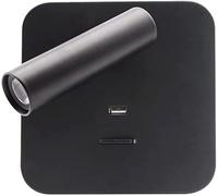 Lumière de Lecture axée sur la Chambre avec la Lampe Murale des projecteurs avec Port de Chargement USB commutateur d'applique Murale Moderne pour Vivre (Noir, carré)