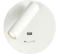 Lumière de Lecture axée sur la Chambre avec Lampe Murale à projecteur avec Port de Chargement USB commutateur d'applications murales Modernes pour Vivre (Blanc, Rond)