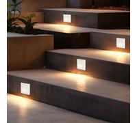 Applique murale d'extérieur, lampe d'escalier, lampe de marche LED blanche, lampe de terrasse, plastique, 2W 60lm blanc chaud, LxH 12,4x12,4 cm, lot de 2