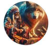 Lumière de Lune LoupPuzzle en Bois 1000 Pièce pour Adultes Et Enfants Rond Tribus primitivesJouet Puzzle À Défi Créatif Stimulant1000pcs (67.5x67.5cm)
