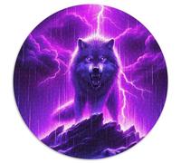 Lumière de Lune LoupPuzzles 1000 Pièces pour Adultes Rond éclairJouet Puzzle À Défi Créatif1000pcs (67.5x67.5cm)