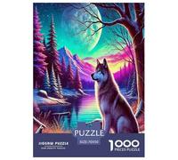 Lumière de Lune LoupPuzzles De 1000 Pièces pour Adultes Jeux Familiaux fantaisieAmusant Et Difficile pour La Décoration Intérieure Idée De Cadeau Géniale70x50cm/1000pcs