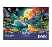 Lumière de Lune Swan 1000 Pièces Lune Cygne Puzzle pour Adultes Experts Carton Résistant À l'usure sans Reflets Anti-Stress Difficile Édition Limitée 52x38cm/1000pcs