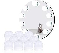 Lumière de Miroir Hollywood - Kit de 10 Ampoules LED Dimmables Avec Port USB, 10 Niveaux de Luminosité, 3 Modes de Couleur - Pour Lampe de Maquillage, Cosmétique (Miroir Non Inclus)