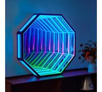 Lumière de miroir infini octogonale 3D, lampe tunnel LED télécommandée, miroir décoratif multicolore créatif, veilleuse artistique, lumière multicolore changeante pour la maison,50cm