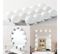 Lumière de Miroir, Led Miroir Coiffeuse 14 Ampoules Hollywood Kit de Lumière Dimmable Lumière Miroir Coiffeuse Maquillage Rampe Removable Lampe pour Miroir 3 Couleurs éclairage pour Coiffeuse (14)