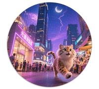 Lumière de Morsure de léopard Ombre 1000 Pièces Jigsaw Puzzles Animaux Puzzle Rond pour Enfants Cadeaux Jeu D'Intelligence De l'art De La DécoRat ION Moderne 1000pcs (67.5x67.5cm)