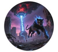 Lumière de Morsure de léopard Ombre 1000 Pièces Jigsaw Puzzles Animaux Puzzle Rond pour Enfants Encastrement Parfait Jeu D'Intelligence De l'art De La DécoRat ION Moderne 1000pcs (67.5x67.5cm)