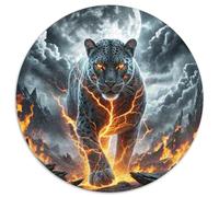Lumière de Morsure de léopard Ombre 1000 Pièces Puzzle Animaux Circulaire pour Enfants Décompression Jeu D'Intelligence De l'art De La DécoRat ION Moderne 1000pcs (67.5x67.5cm)