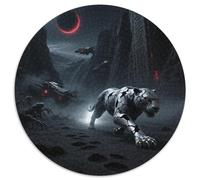 Lumière de Morsure de léopard Ombre 1000 Pièces Puzzle Animaux Puzzles Ronds pour Enfants Cadeaux Jeu D'Intelligence De l'art De La DécoRat ION Moderne 1000pcs (67.5x67.5cm)