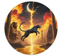 Lumière de Morsure de léopard Ombre 1000 Pièces Puzzle Animaux Puzzles Ronds pour Enfants Décompression Jeu D'Intelligence De l'art De La DécoRat ION Moderne 1000pcs (67.5x67.5cm)