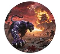 Lumière de Morsure de léopard Ombre 1000 Pièces Puzzle Animaux Rond pour Adultes Et Enfants Encastrement Parfait Jeu D'Intelligence De l'art De La DécoRat ION Moderne 1000pcs (67.5x67.5cm)