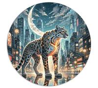 Lumière de Morsure de léopard Ombre 1000 Pièces Puzzles Classiques Animaux Puzzles Ronds pour Enfants Décompression Jeu D'Intelligence De l'art De La DécoRat ION Moderne 1000pcs (67.5x67.5cm)