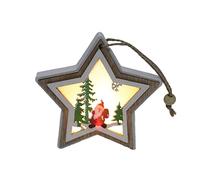 Lumière De Noël Ornement Lumineux Arbre Suspendu Pendentif Cloche en Bois Étoile Arbre Présent Ornements De Noël