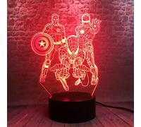 Lumière De Nuit 3D Illusion Lumière Avengers Iron Man 3D Veilleuses Led 7 Changement De Couleur Miracle Spiderman Captain America Figure Jouets